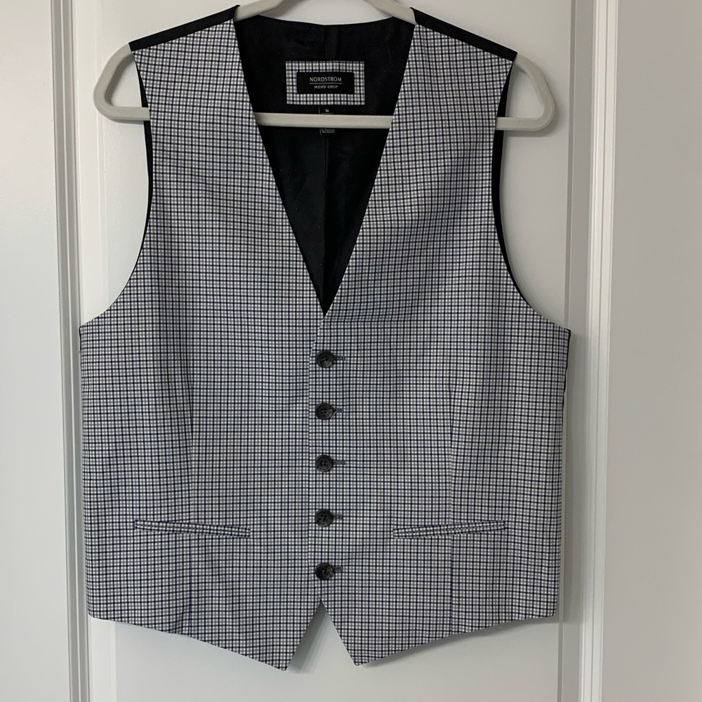 Nordstrom Men’s Shop Blue and Gray Check Vest